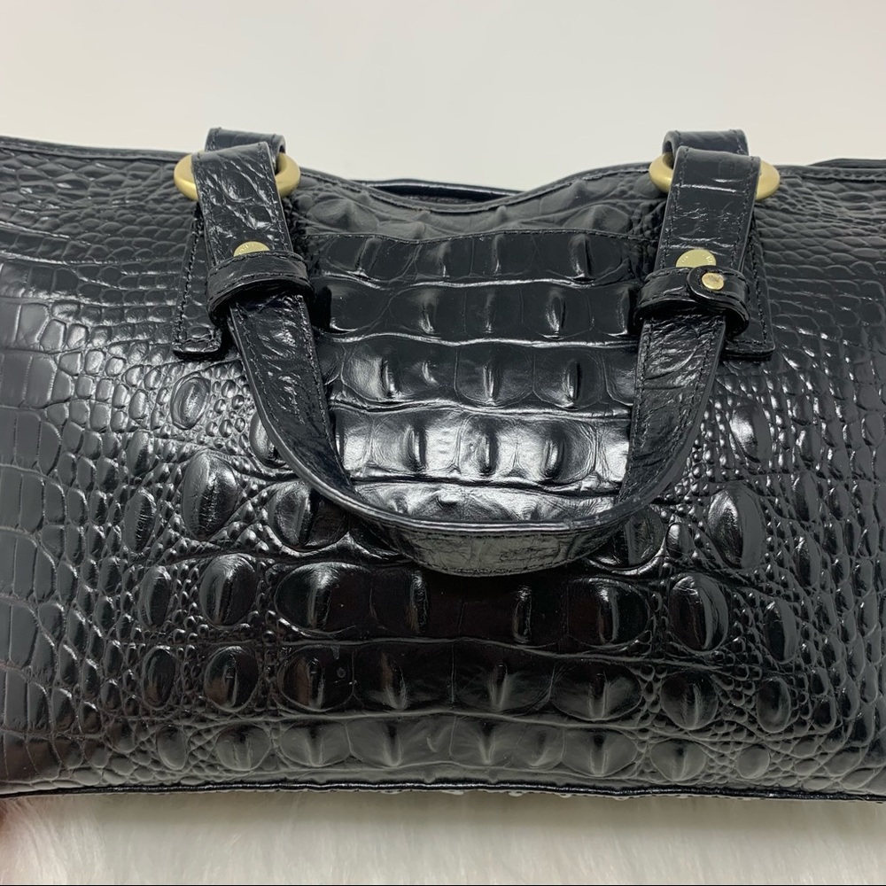 Brahmin Mini Asher Melbourne Embossed Leather Satchel Black - Picture 6 of 12